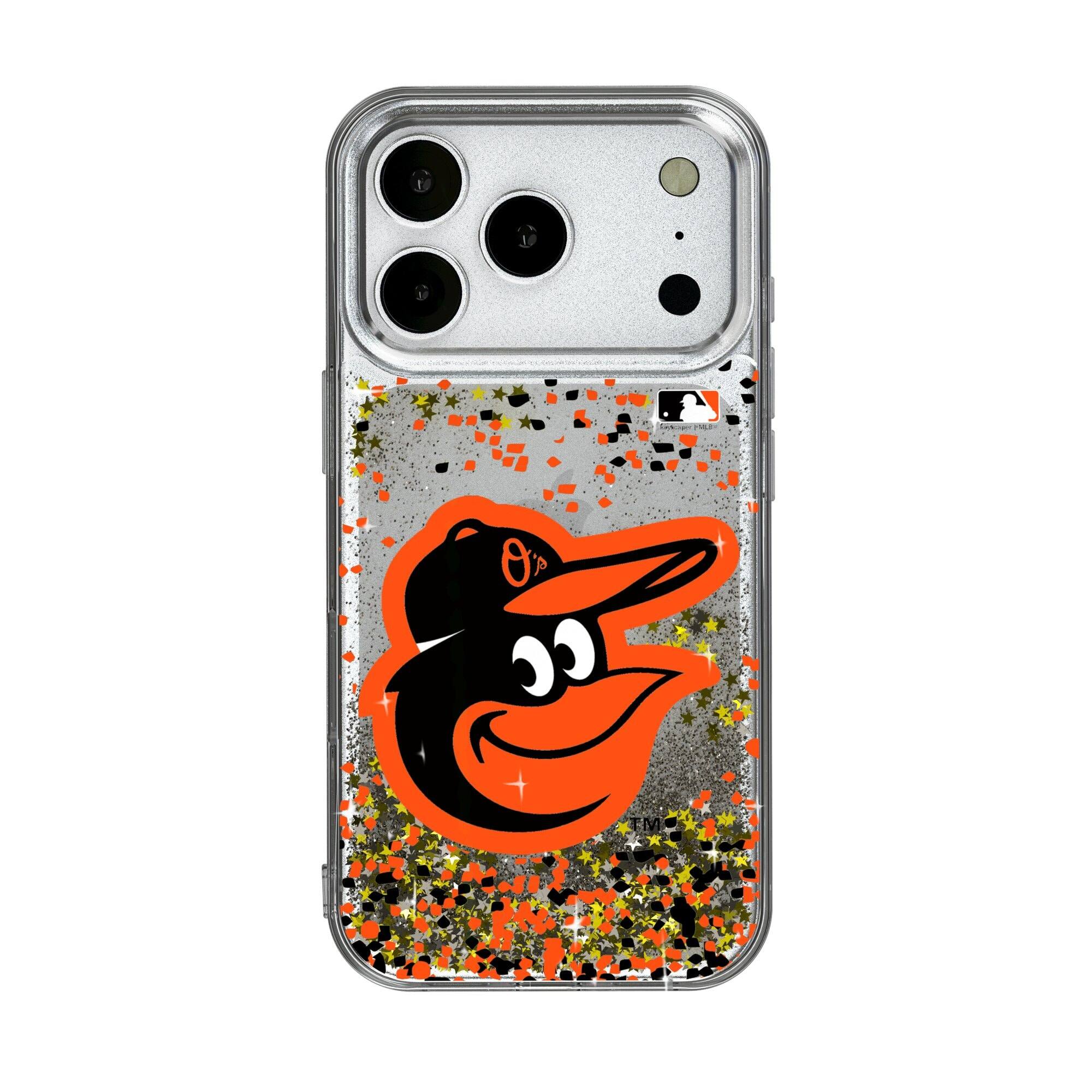Front. Keyscaper - Baltimore Orioles Glitter Confetti iPhone Case - 16 - Multicolor.