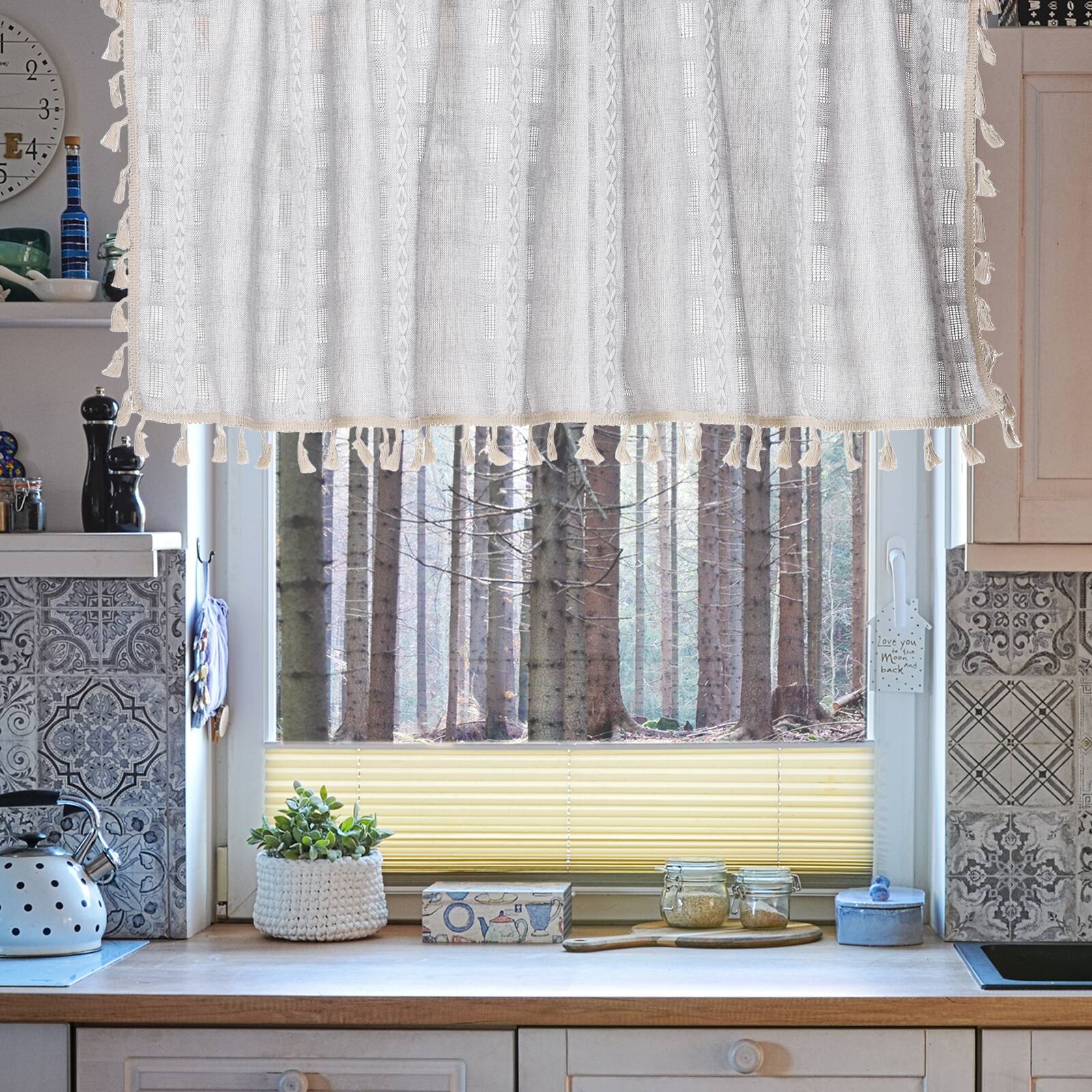 Alt View 5. Unique Bargains - Curtain Valances, 18"x52" Semi Sheer Rod Pocket for Small Windows Living/Bed/Bath/Kitchen, Set of 1 Panel - Apricot.