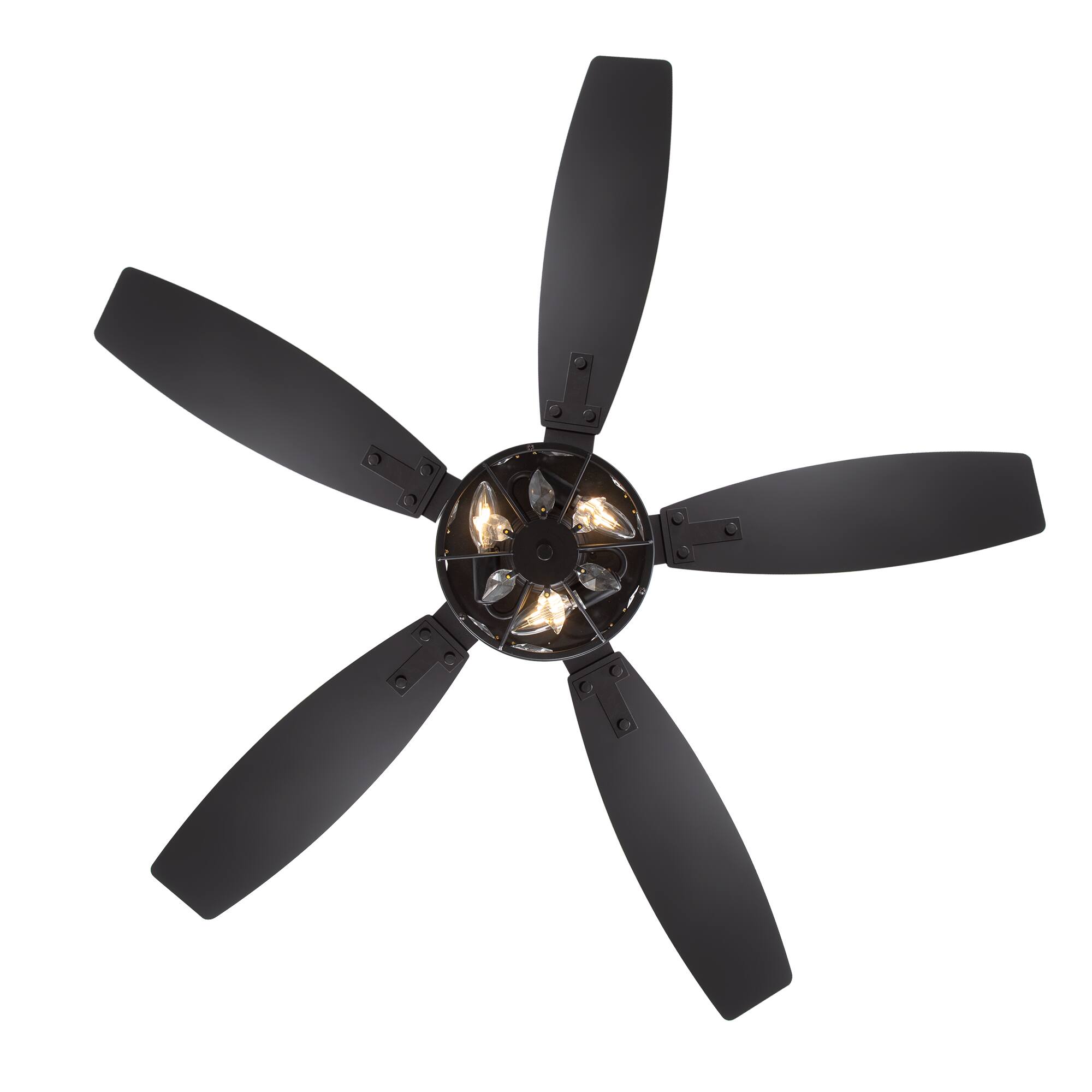 Alt View 9. Breezary - Breezary 48" Industrial Ceiling Fan with 5 Dual-Finish Plywood Blades,  6 Speeds, DC Motor, Remote Control with Timer - Matte Black and Dark Wood Grain.