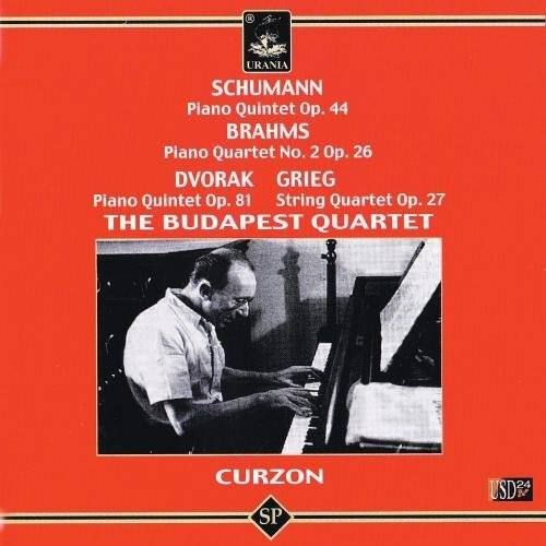 SCHUMANN  
Piano Quintet Op. 44  

BRAHMS  
Piano Quartet No. 2 Op. 26  

DVORÁK  
GRIEG  
Piano Quintet Op. 81  
String Quartet Op. 27  

THE BUDAPEST QUARTET  

CURZON  
SP 24  
USD 24