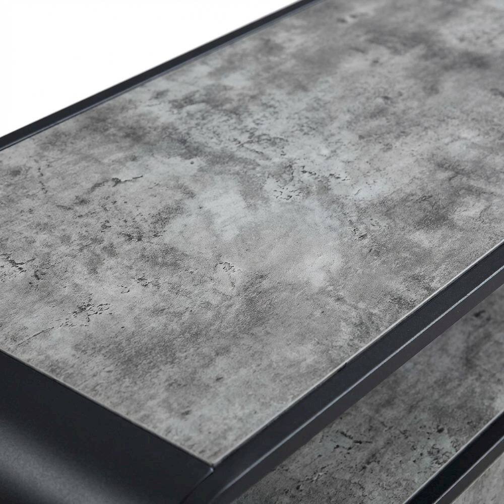 Alt View 4. FurniFact - Industrial-style TV stand, concrete gray, black finish, made from particleboard - Brown.