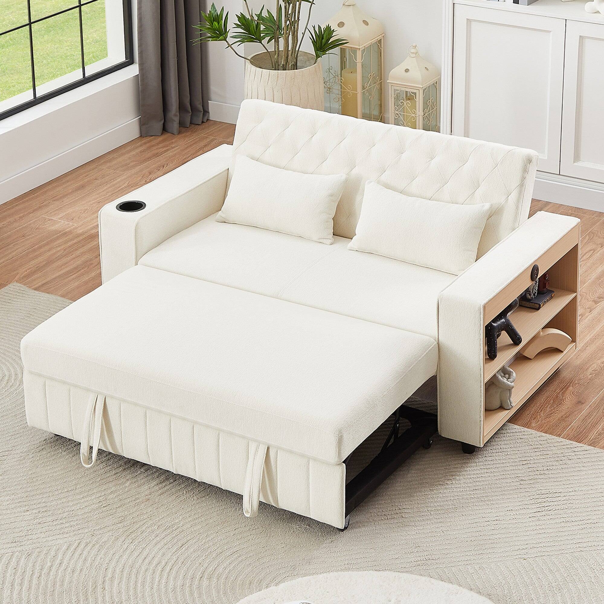 Alt View 4. Boyel Living - 61.4 inch Pull-out Sofa Bed Modern Sleeper Sofa with Adjustable Backrest for Living Room Beige - Beige.