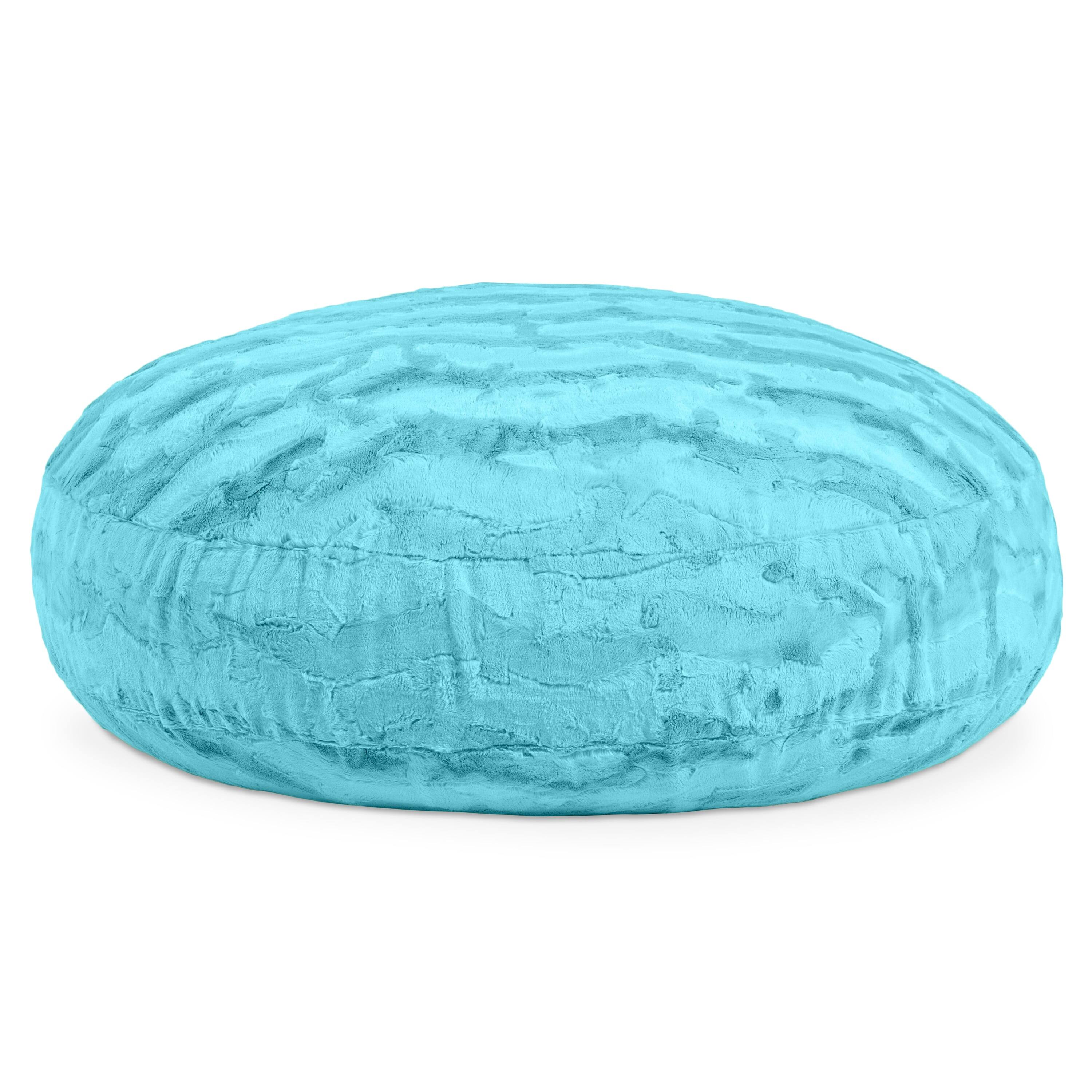 Angle. Jaxx - Jaxx Cocoon 4 Foot Bean Bag Chair - Faux Fur, Maui Turquoise - Faux Fur - Maui Turquoise.