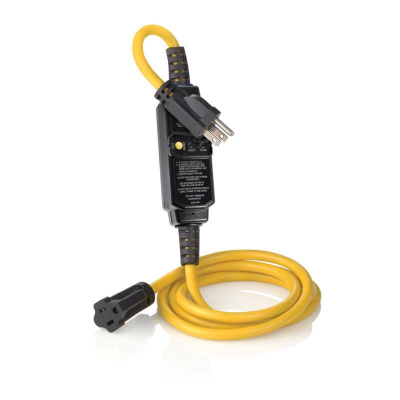 Front. Leviton - Outdoor 6 ft. L Black/Yellow Extension Cord 14/3 SJTW - Black|Yellow.