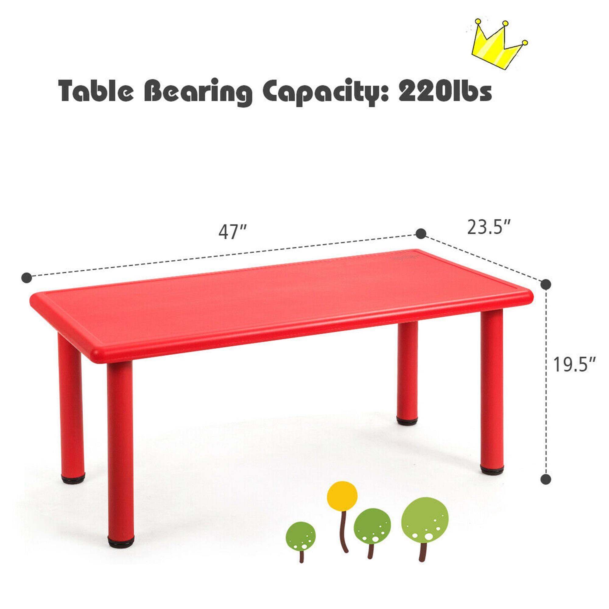 Table Bearing Capacity: 220lbs  
47" x 23.5" x 19.5"