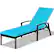 Front. Costway - Patio Rattan Lounge Chair Chaise Recliner Back Adjustable w/Cushion Outdoor - turquoise.