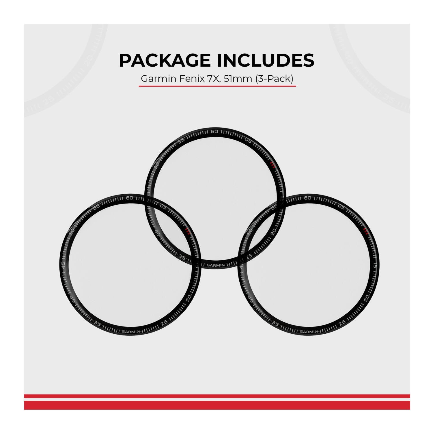 The corrected text is:

"CIROS PACKAGE INCLUDES Garmin Fenix 7X, 51mm (3-Pack)"