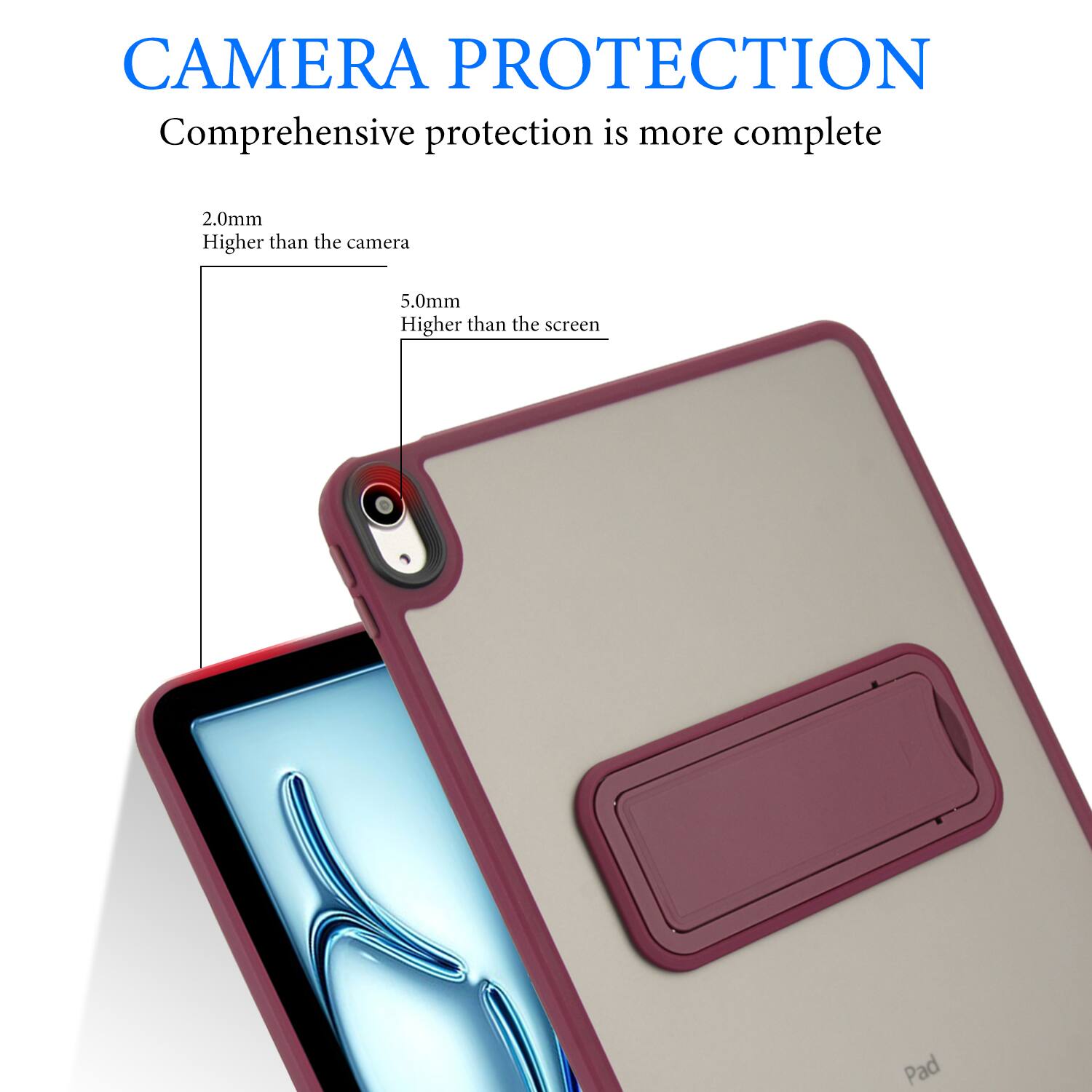 CAMERA PROTECTION  
Comprehensive protection is more complete

2.0mm  
Higher than the camera

5.0mm  
Higher than the screen