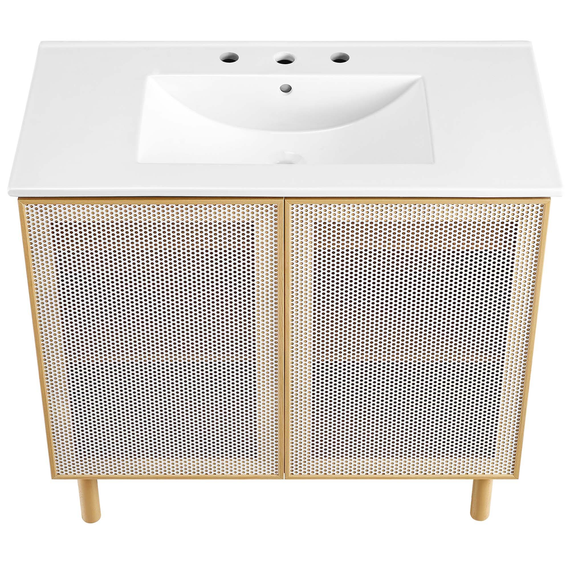 Alt View 5. Modway - Calla Bathroom Vanity Basin Included by Modway - White Oak.
