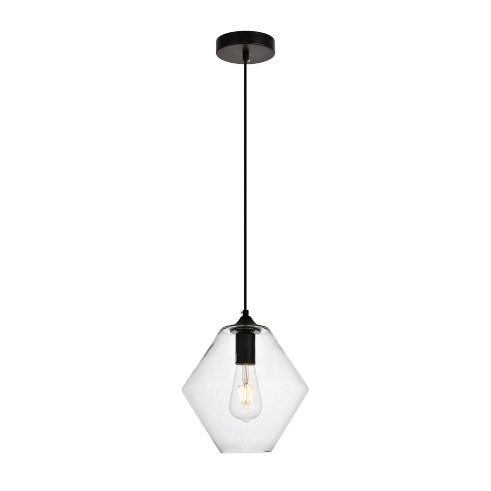 Alt View 3. Living District - Placido Collection Pendant D9.4 H10.8 Lt:1 Black and Clear Finish - Black And Clear.