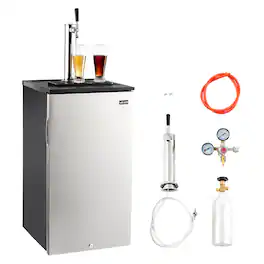 VEVOR - Beer Kegerator, Single Tap Commercial Draft Beer Dispenser for D system, Refrigerator With Shelves, Hold 1 Sixth Keg - Silver