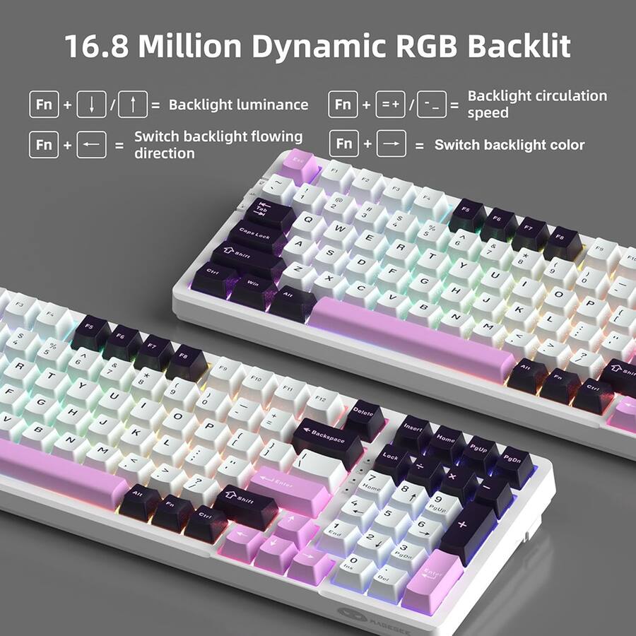 MOSZAR LLC LIGHT100 Wired Creamy Keyboard,96% Gasket Hot