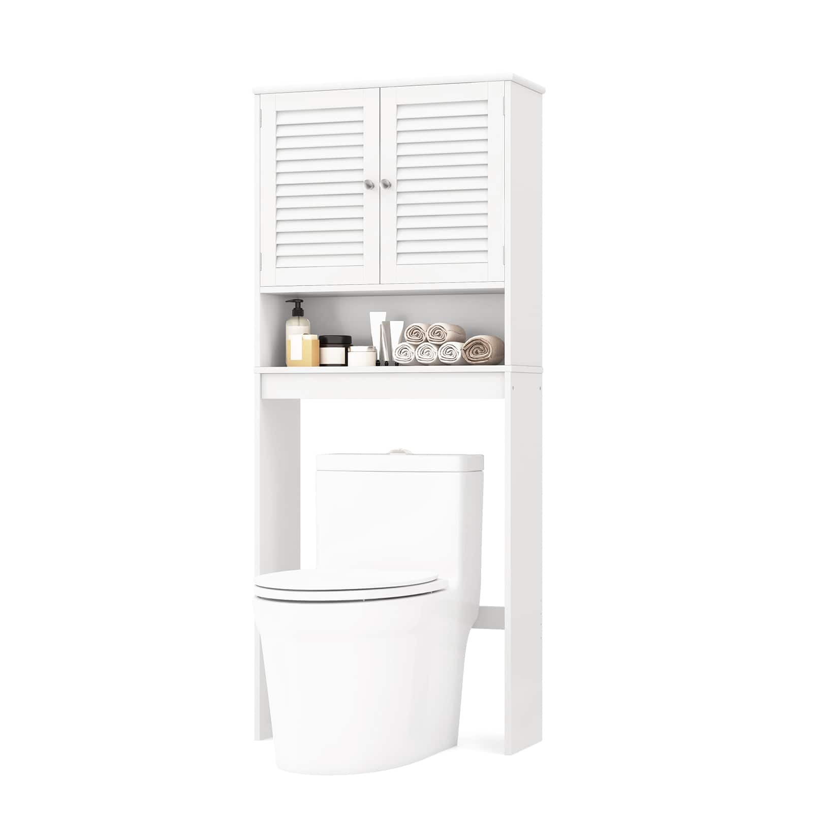 Costway - Bathroom Space Saver Over The Toilet Shelved Storage Cabinet Organizer - White price history on PriceWatchPro