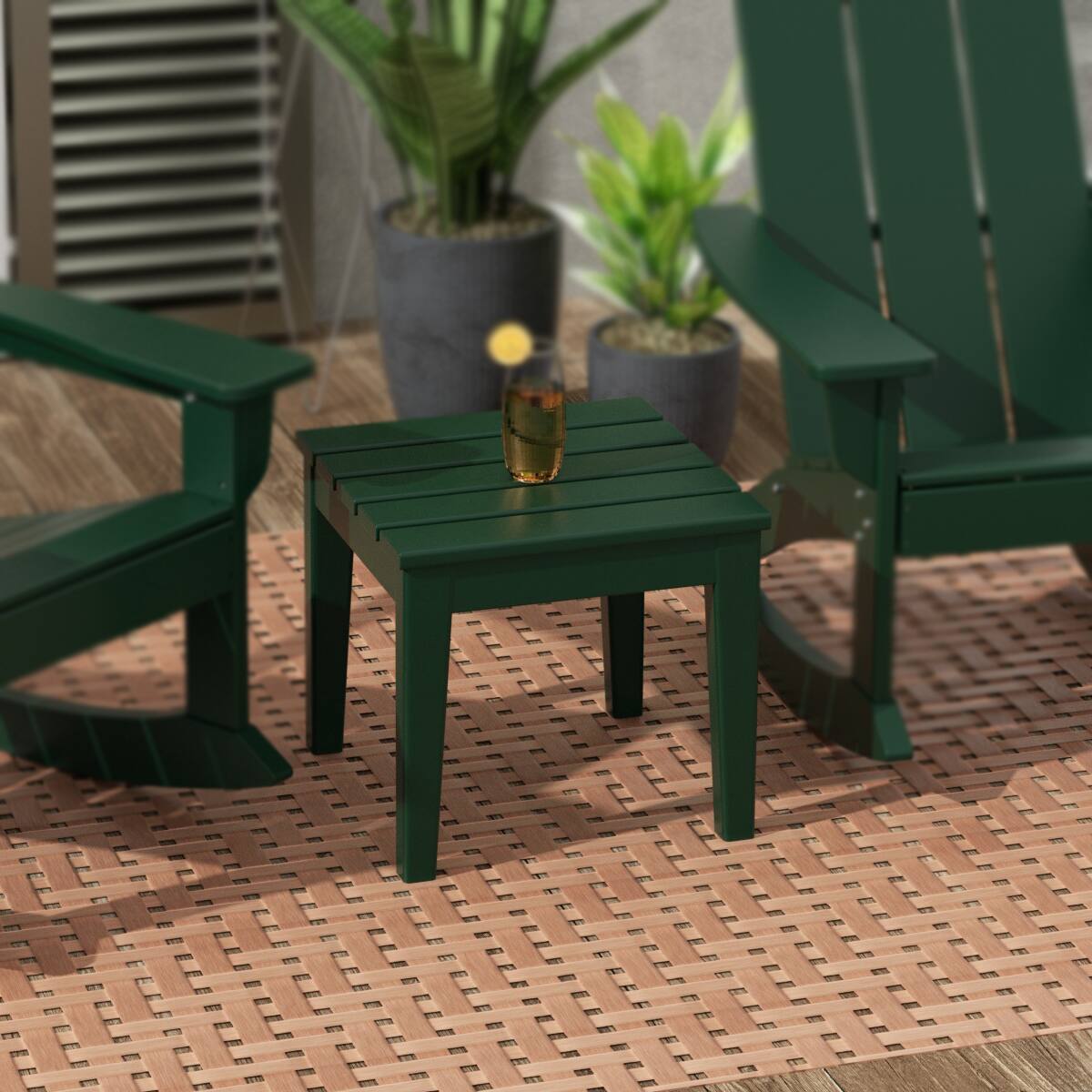 Angle. WestinTrends - WestinTrends Ashore Outdoor Patio Modern Adirondack Side Table - Dark Green.