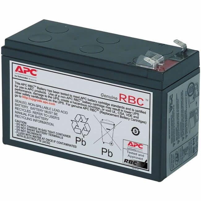 APC - Replacement Battery 12V-7.2AH - 7000 mAh - 12 V DC - Lead Acid - Hot Swappable - 3 Year Minimum Battery Life - 5 - Black