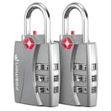 Fosmon - TSA Approved Luggage Lock, 3-Digit Combination Luggage Padlocks (2-Pack) Easy-Set for Suitcases Backpacks - Silver
