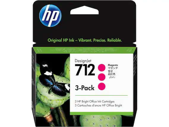 hp Original HP Ink - Vibrant. Precise. Reliable.
DesignJet 712 Magenta
3-Pack
3 HP Bright Office Ink Cartridges
3 Cartouches d'encre HP Office Bright