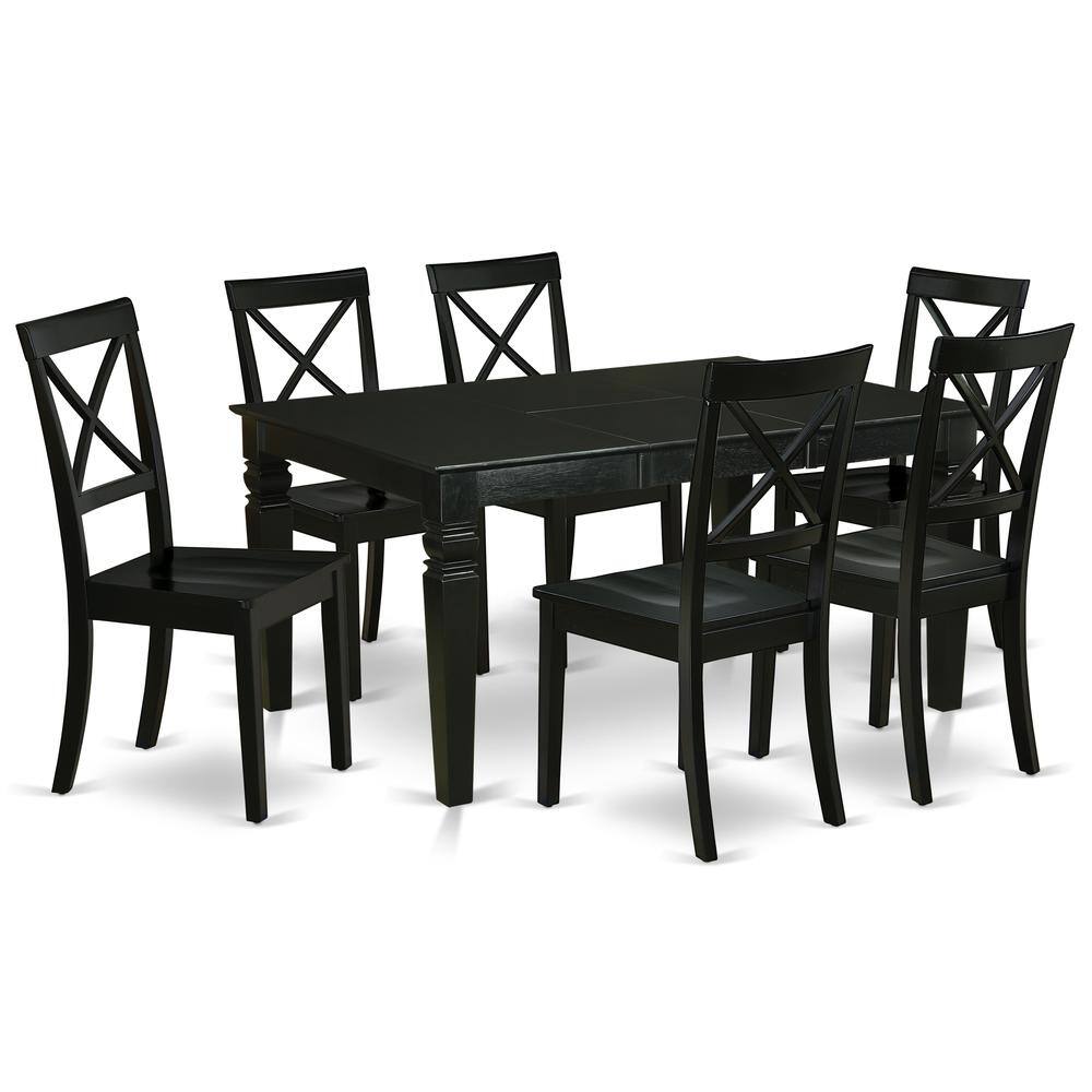 Back. East West Furniture - Dining Room Set Black - Brown.