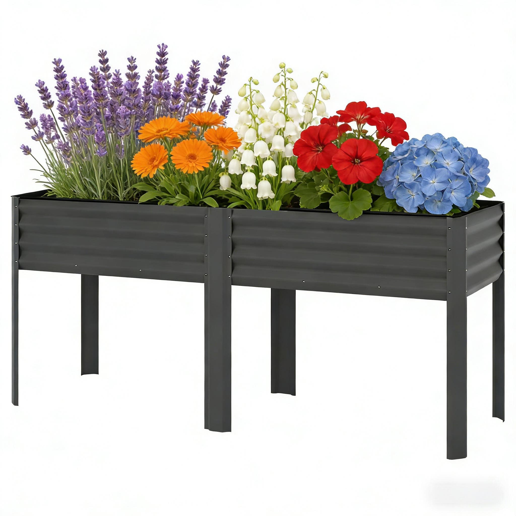 Tenleaf - Outdoor Planter Box Spacious Raised Garden Bed Dark Gray