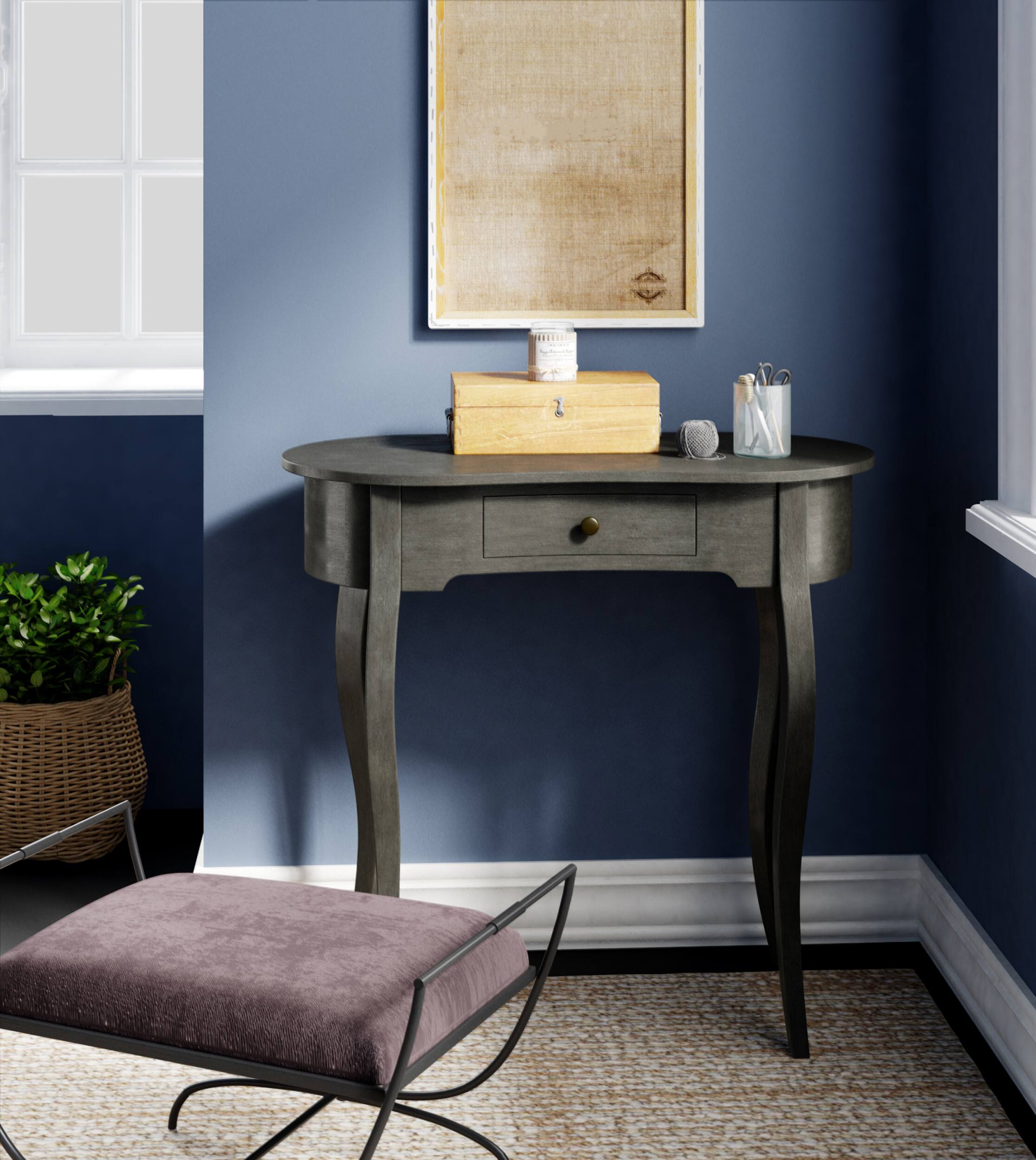 Angle. Finch - Thaddeus Console Oval Table - Dark Gray.