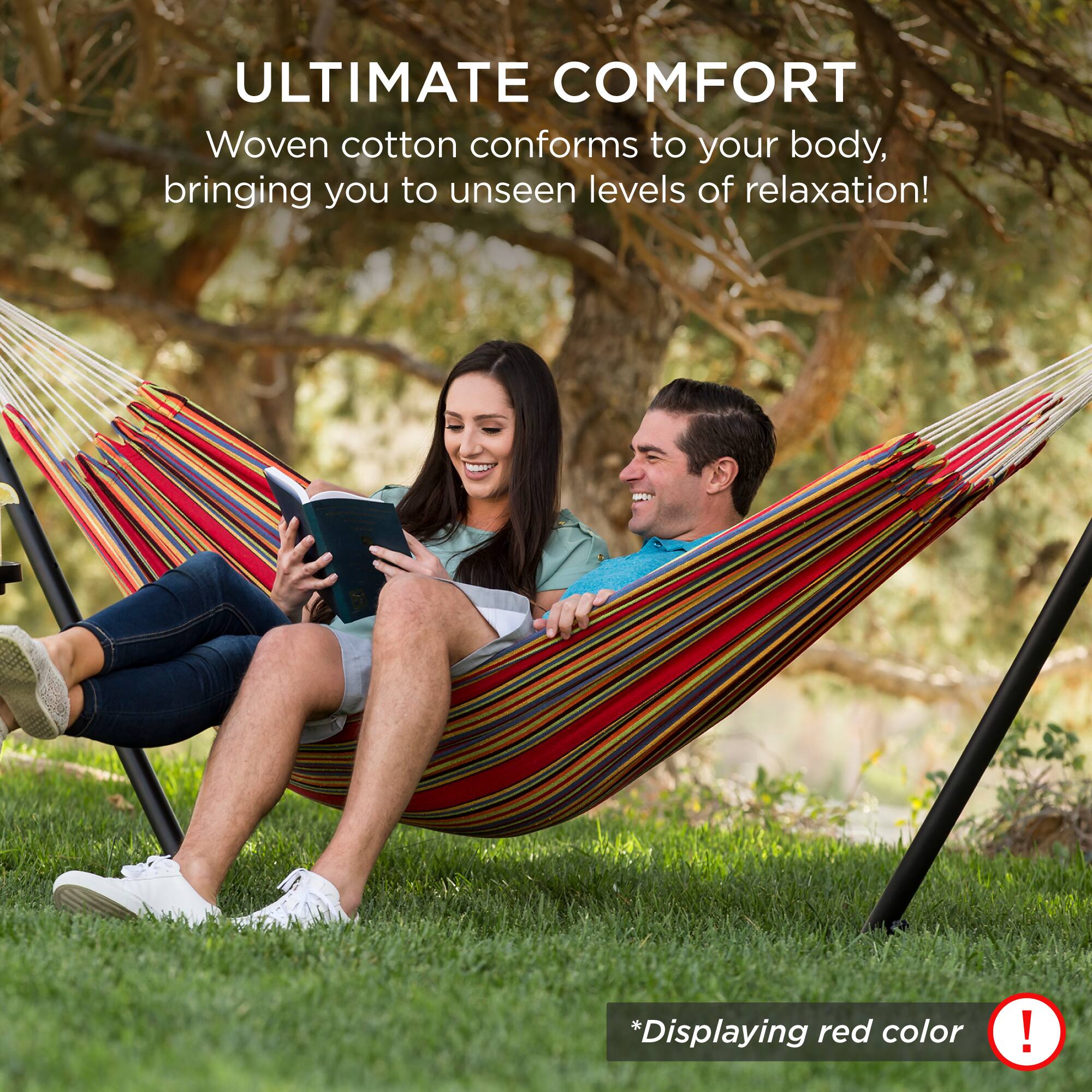 ULTIMATE COMFORT  
Woven cotton conforms to your body, bringing you to unseen levels of relaxation!  

*Displaying red color