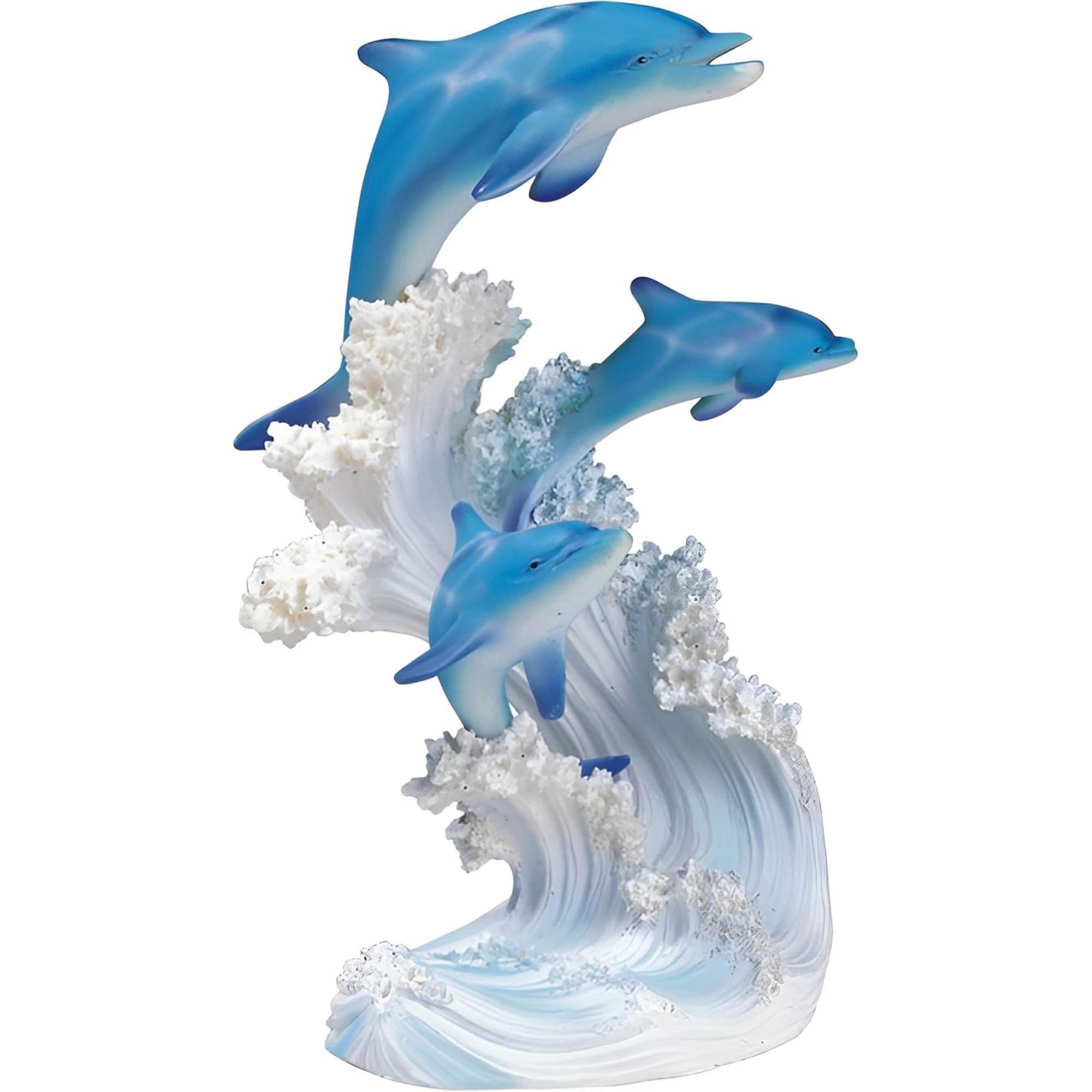 FC Design - 8"H Dolphins Swimming in The Waves Figurine Computer Desk Tabletop Decoration - Multi-Color