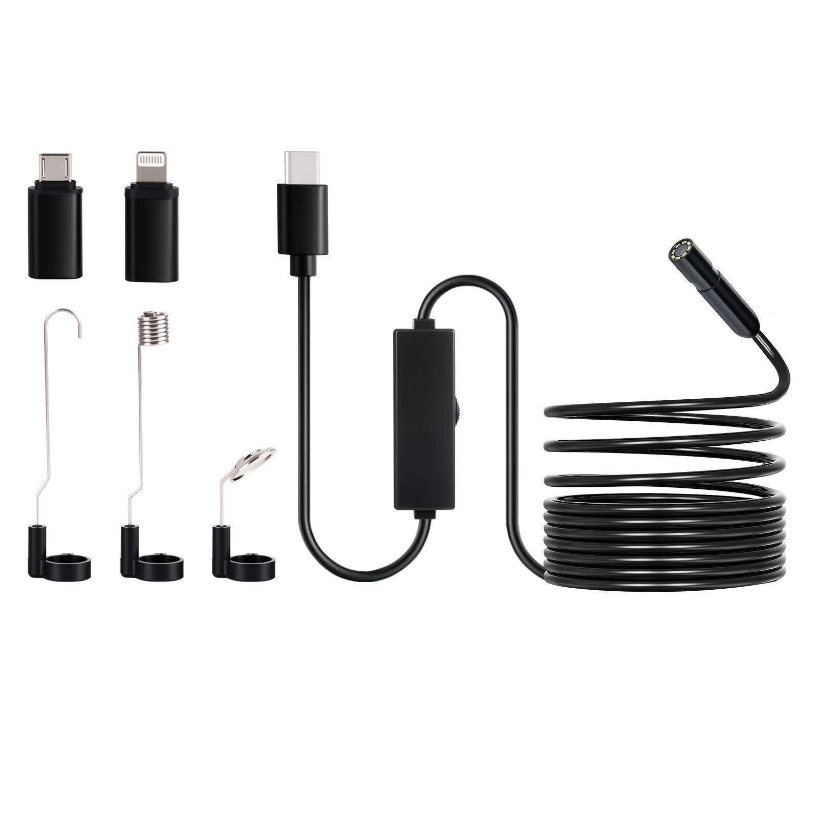 Alt View 4. VEVOR - Endoscope Camera with Light, 1920P HD Borescope for Android & IOS, 8 LED Lights Inspection Camera with 16.4FT Semi-Rigid - Black.