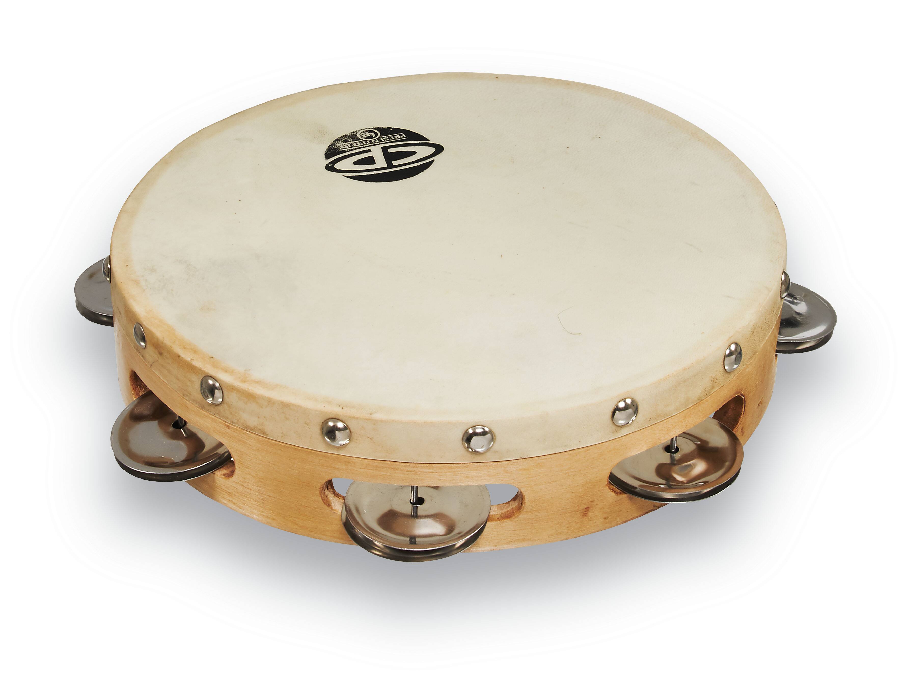 Angle. Latin Percussion - CP Single Row Head Tambourine Steel, 8".