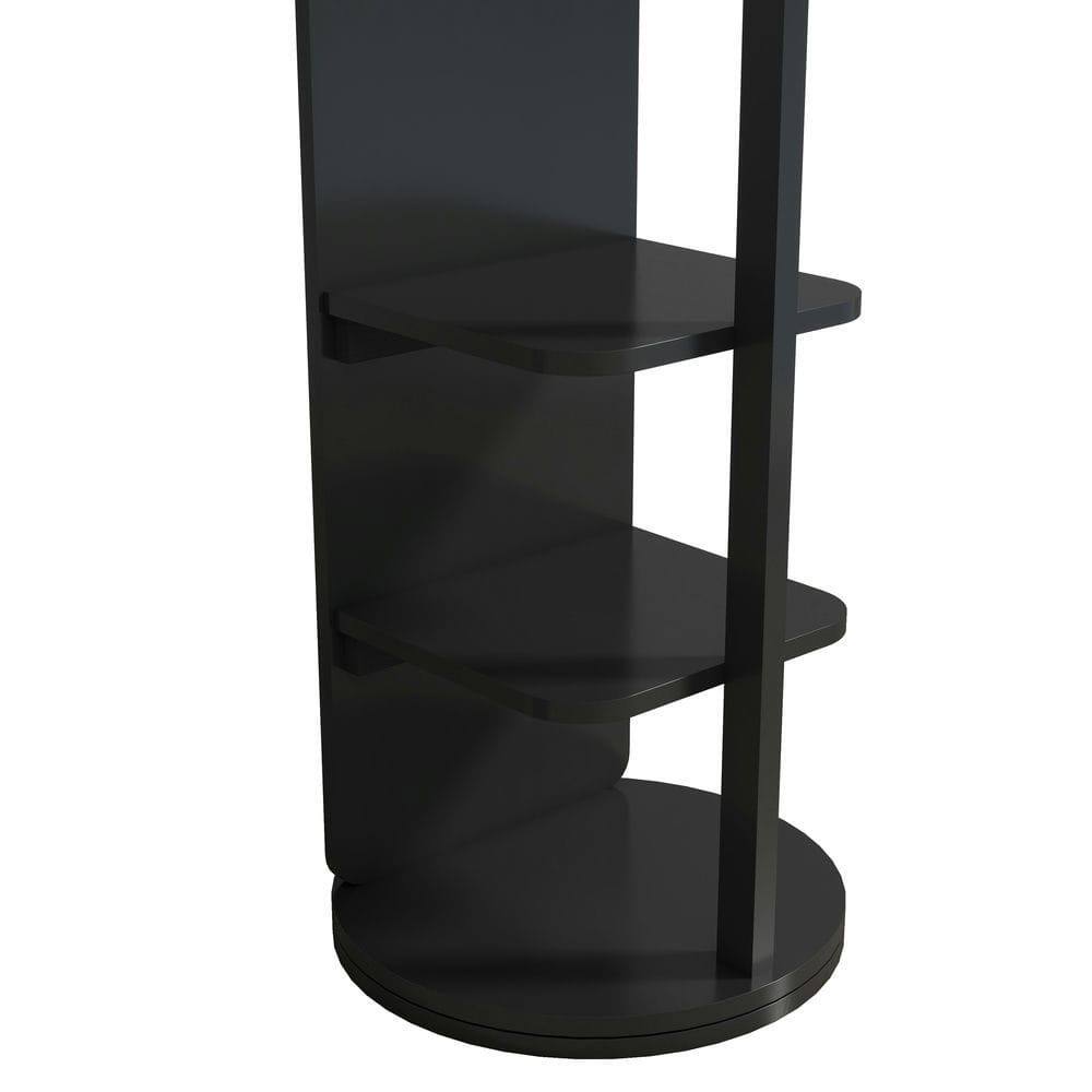 Angle. Kadyn - 69"x16" 360° Rotating Multifunctional Mirror, Solid Wood Mirror with Hook Storage & Coat Rack for Bedroom/Cloakroom.