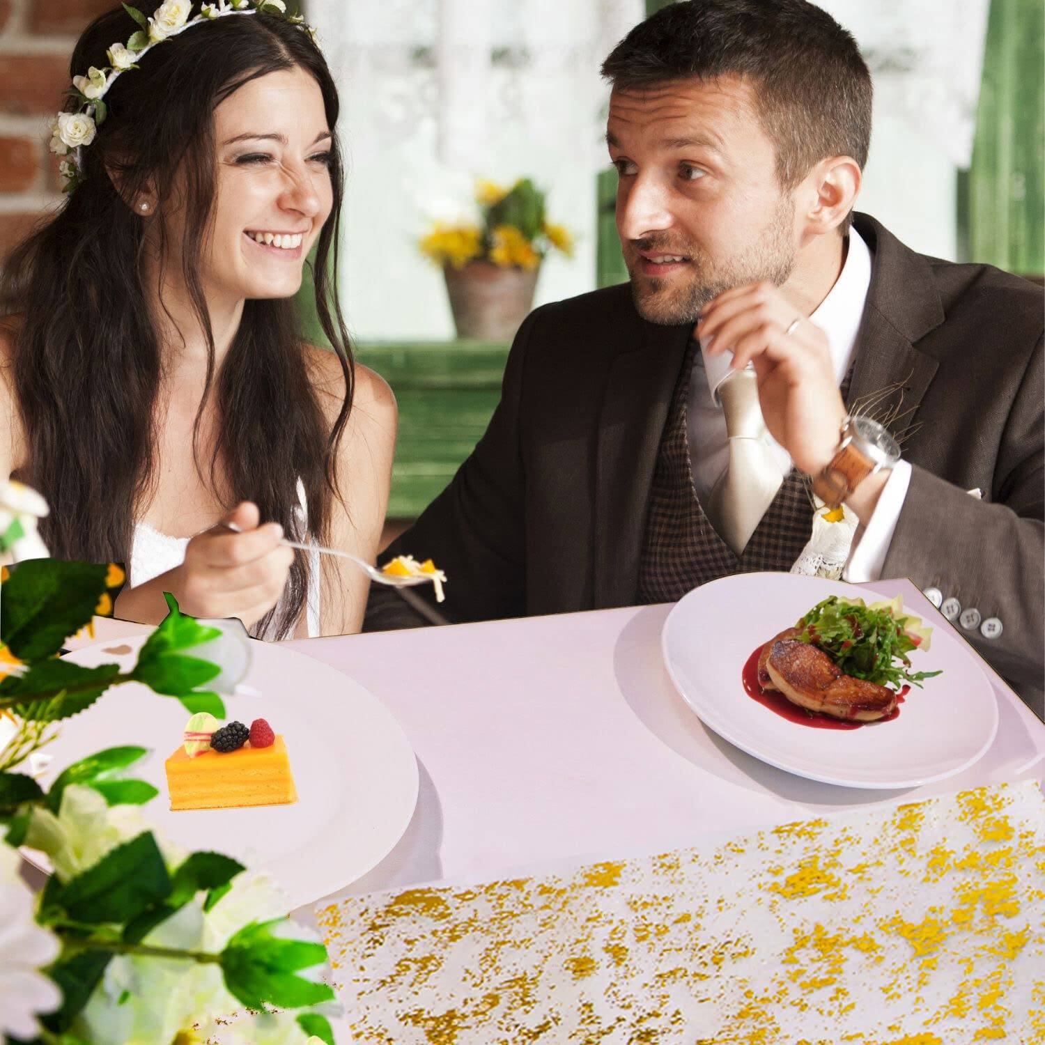 Alt View 7. Dapper Styles - Glitter Metallic Table Runner 11 x108 Thin Mesh Sparkle Roll Decorations For Wedding Bridal Shower Christma... - 9FTx2-Silver Snowflake.