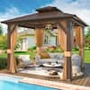 Front. U-HOMY - Outdoor Hardtop Gazebo with Galvanized Steel Double Roof, Aluminum Frame, Curtains and Netting - 10'x10'.