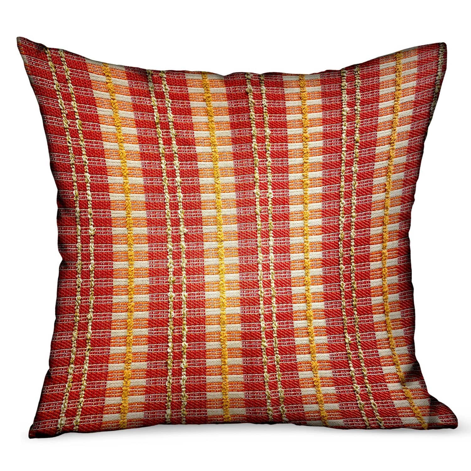 Plutus Brands - Cherry Tassel Stripes Luxury Outdoor Indoor Throw Pillow Double sided 20" x 20" - Orange