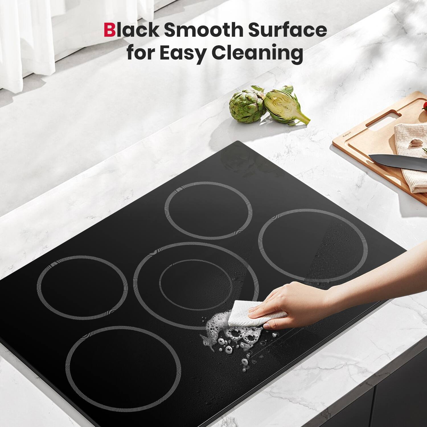 Black Smooth Surface for Easy Cleaning