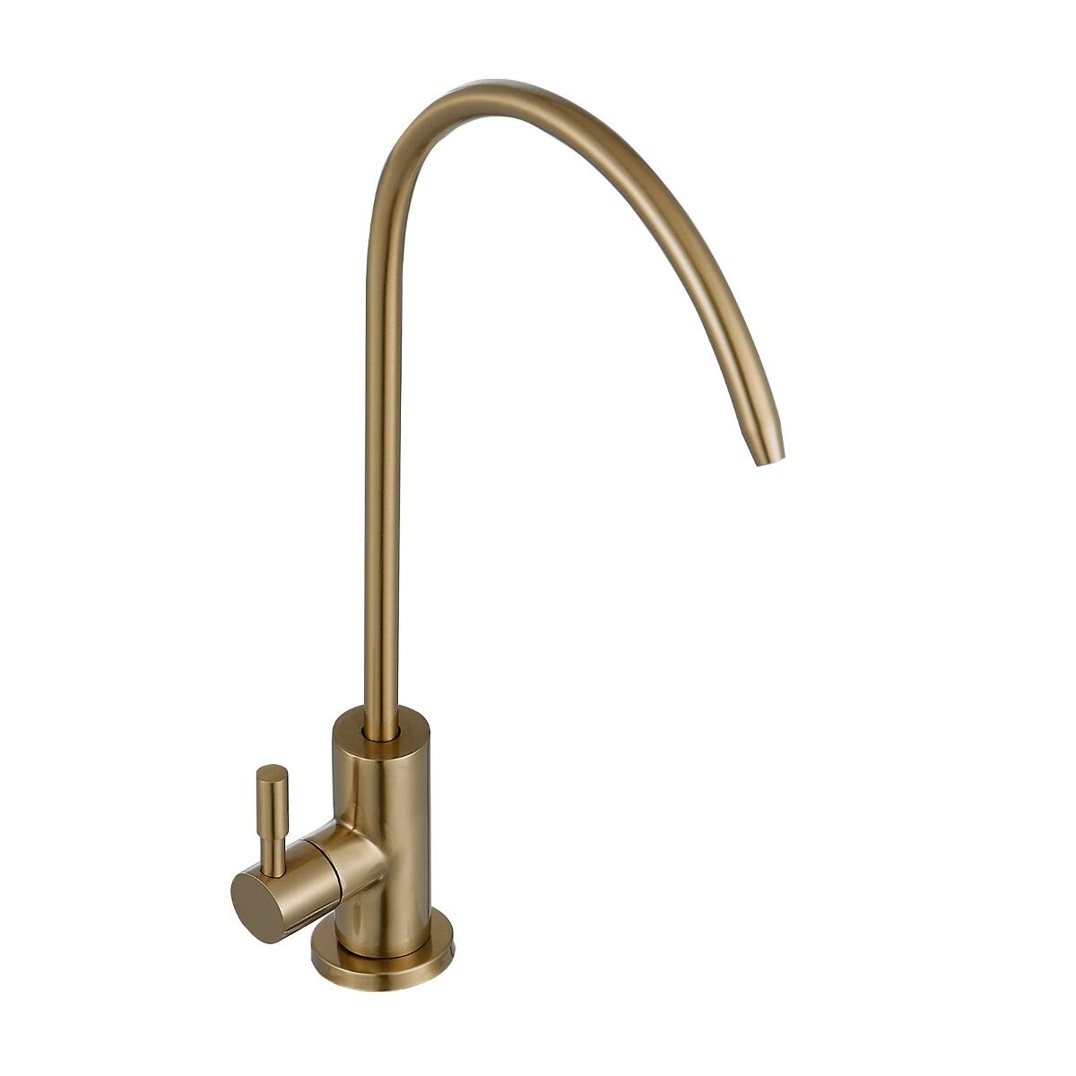 Back. Ropilly - Ropilly Lead Free Water Purifier Faucet, Brushed Gold Filtered Water Faucet with Swivel Gooseneck - Gold.