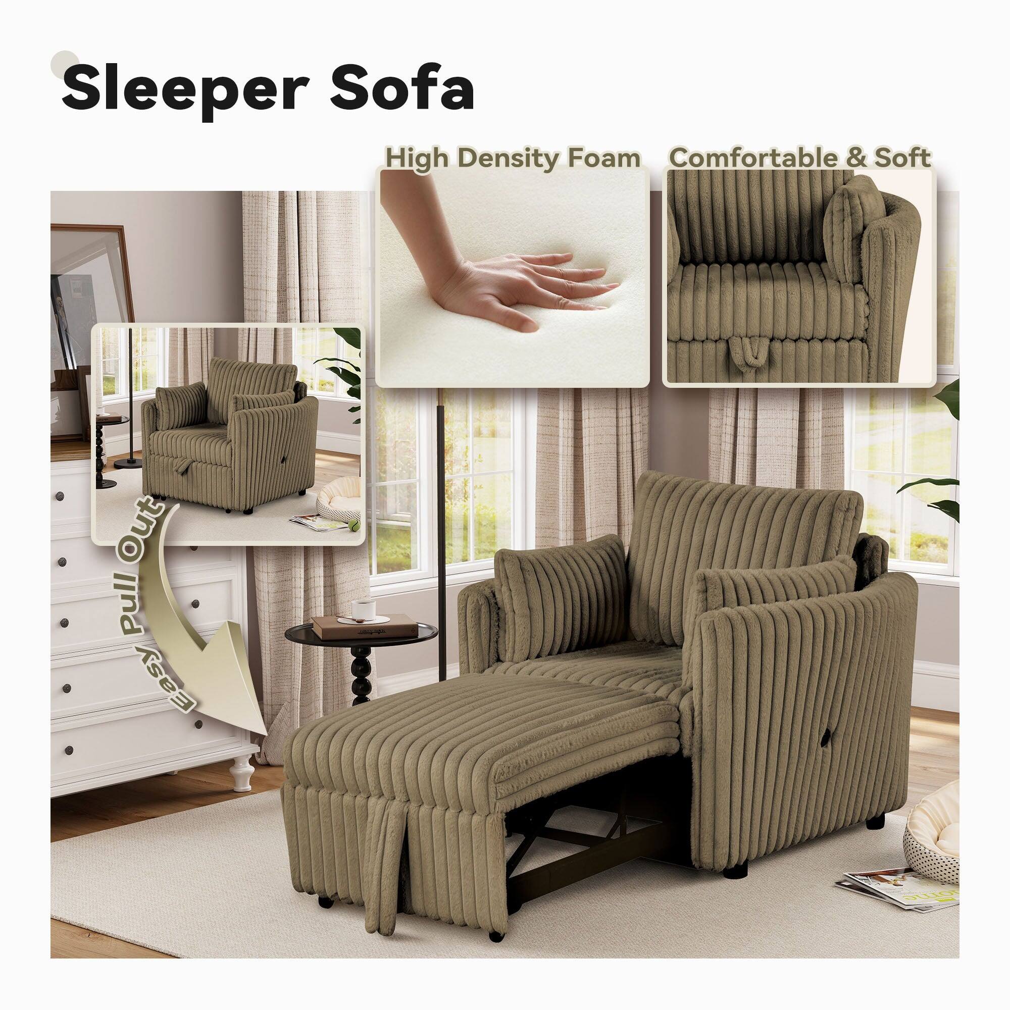 Sleeper Sofa  
High Density Foam  
Comfortable & Soft  
Out Pull Easy