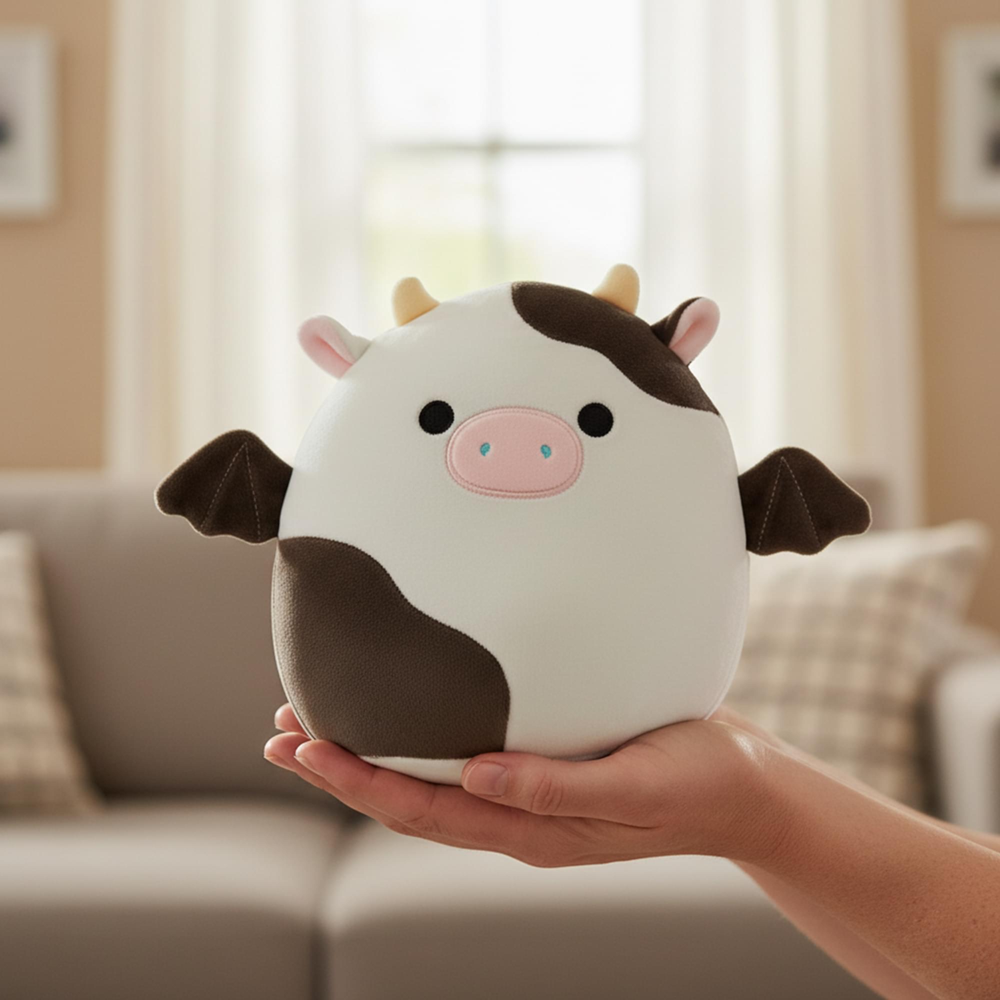 Alt View 4. Kellytoy - Squishmallows 8 Inch Plush | Cillian The Cow Bat - White.