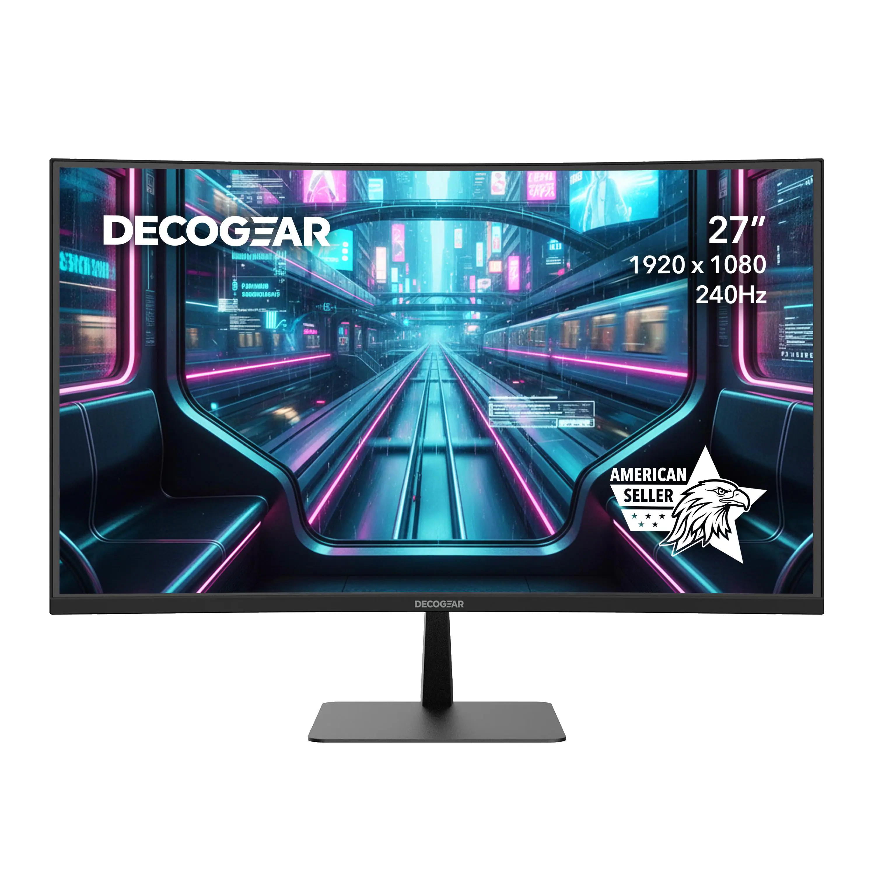 Deco Gear - 27" Curved Gaming Monitor, 240Hz FHD 1080p, 1500R VA, HDR, 99% sRGB, Adaptive-Sync, HDMI/DP, Low Blue Light