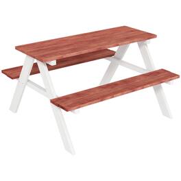 Outsunny - Picnic Table Set, Wooden Table & Bench Set, Kids Patio Furniture Outdoor Toys for Garden, Backyard - Brown