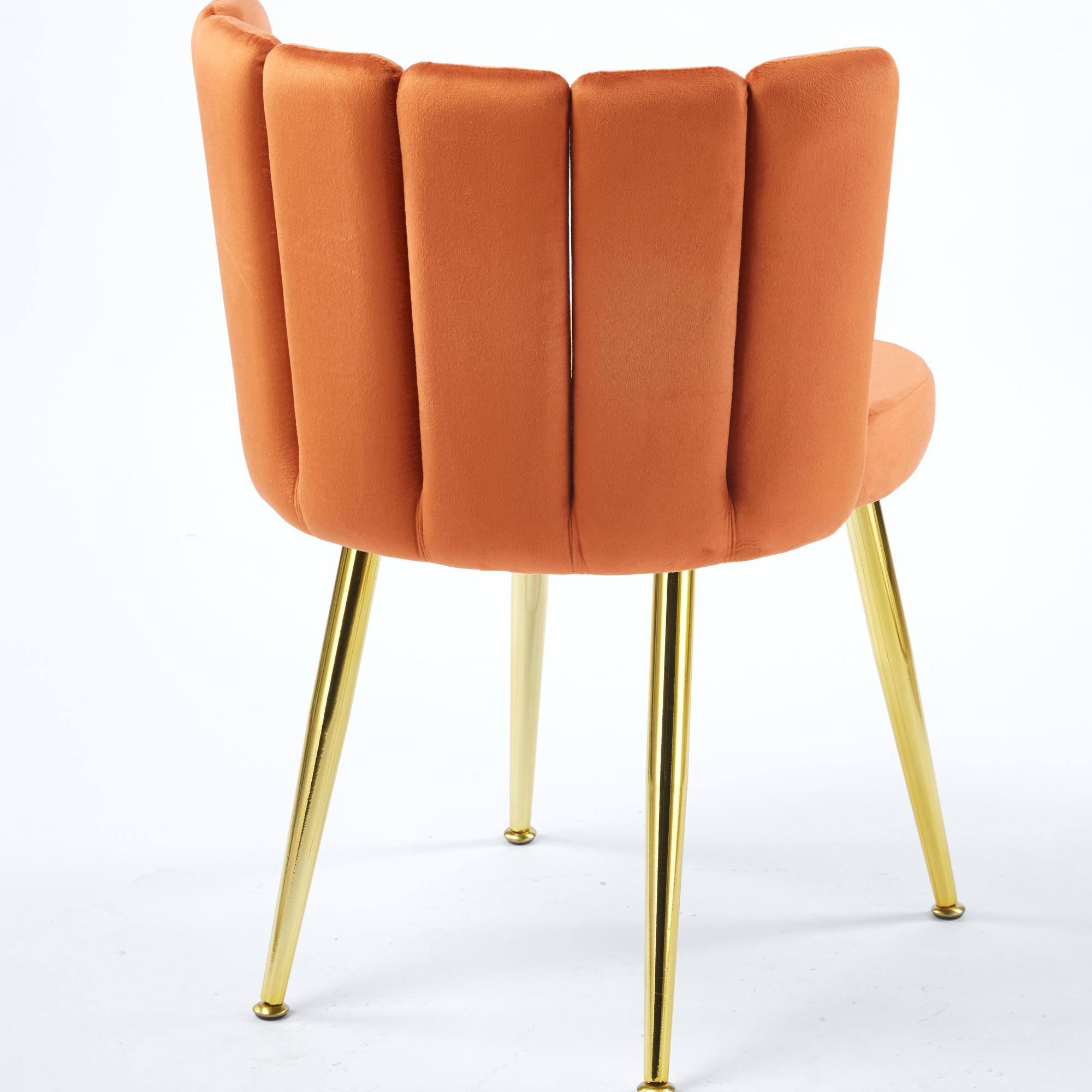 Angle. GOODSILO - Elegant Velvet Dining Chairs Set of 2 with Golden Iron Legs for Modern Living Spaces - Orange.