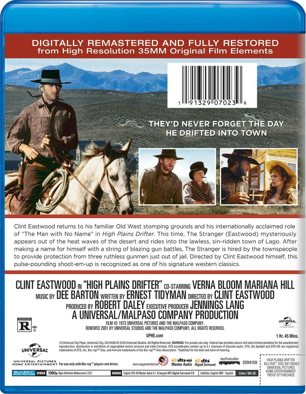 Back. High Plains Drifter [Blu-ray].