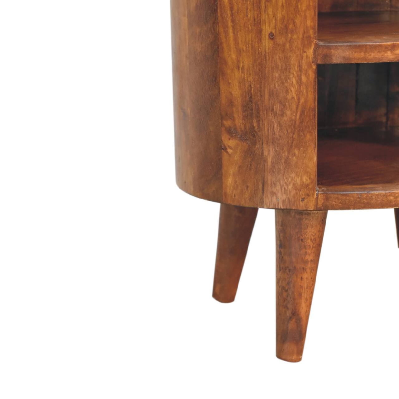Alt View 3. Artisan Furniture - Artisan Furniture Solid Wood Cortez Chestnut Nightstand, 1 Drawer, 2 Open Slot, Nordic Legs, Dark Brown - Chestnut.