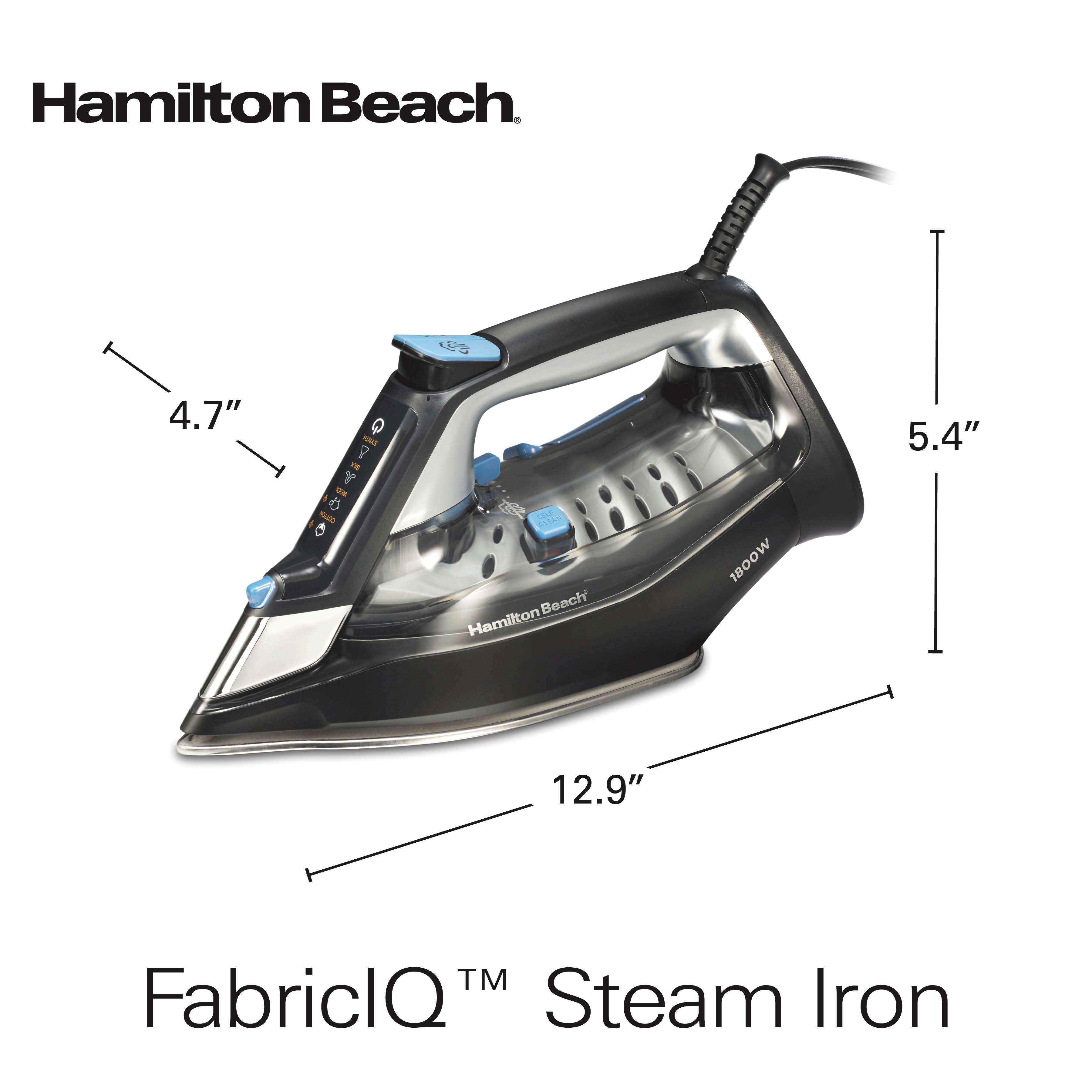 Hamilton Beach  
4.7"  
GIVIDIO  
SILF CLEAN Beach Hamilton  
1800W  
5.4"  
12.9"  
TM FabriclQ Steam Iron
