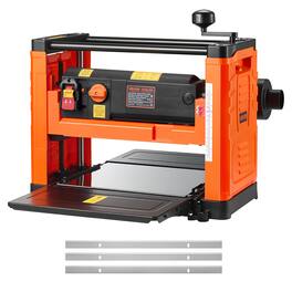 VEVOR - Thickness Planer, Two Speed, 13-Inch Width Worktable Power Benchtop Planer, Three-Blade, 2000W 23500 RPM Powerful Motor - Orange;Black