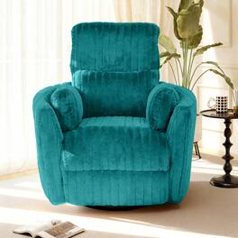Anysun - Modern Power Swivel Glider Recliner with Integrated USB Charging and Plush Seating - Dark Teal