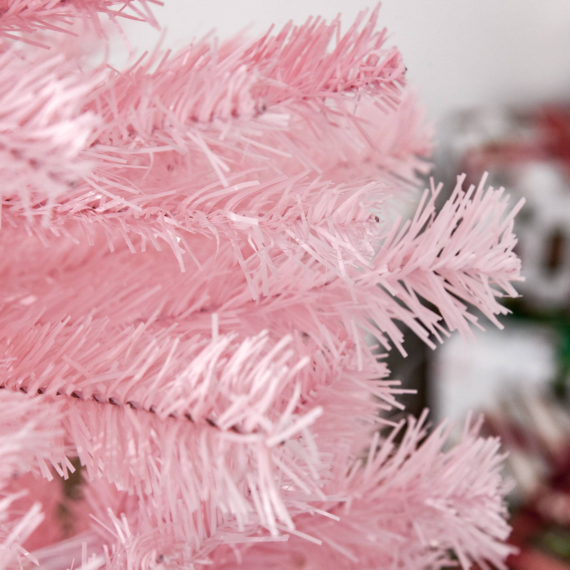 Alt View 8. Homcom - Douglas Fir Slim Pencil Artificial Christmas Tree, 618 Tips Metal Stand - Pink.