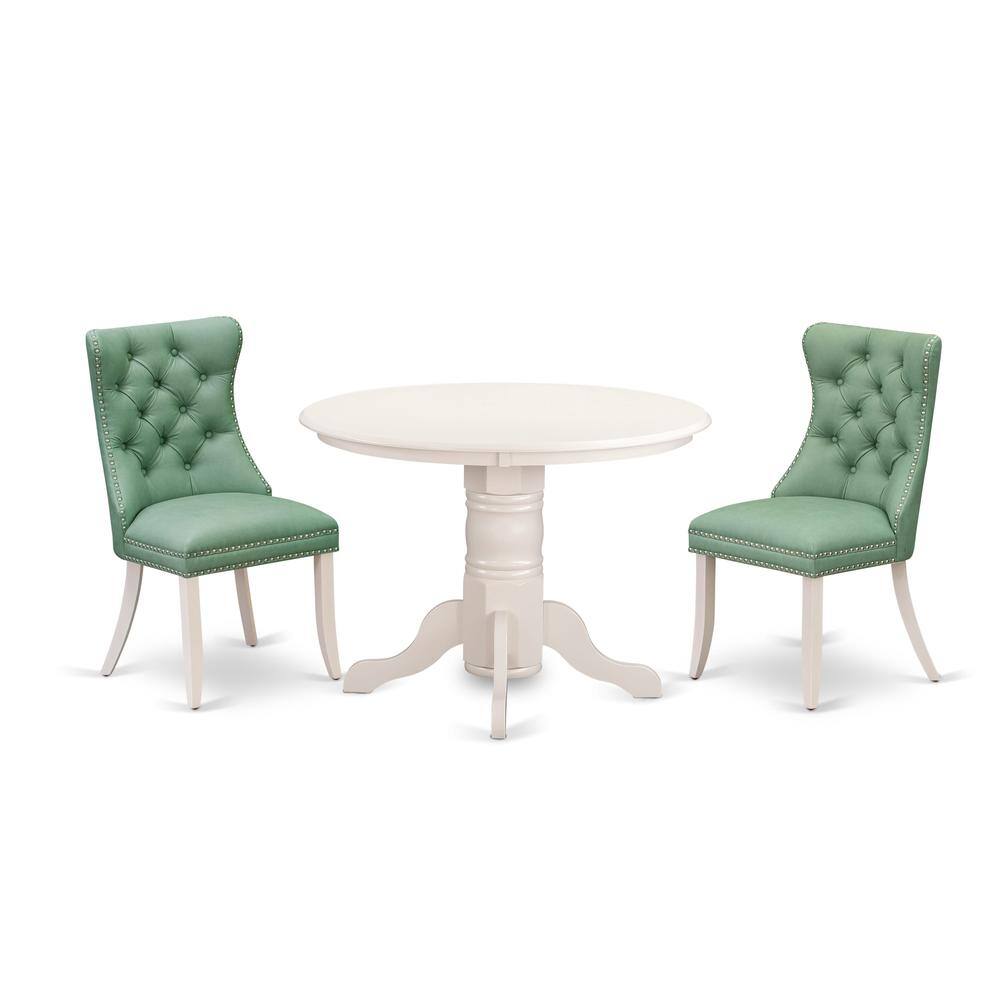 Front. East West Furniture - 3 Piece Dinette Set - White.