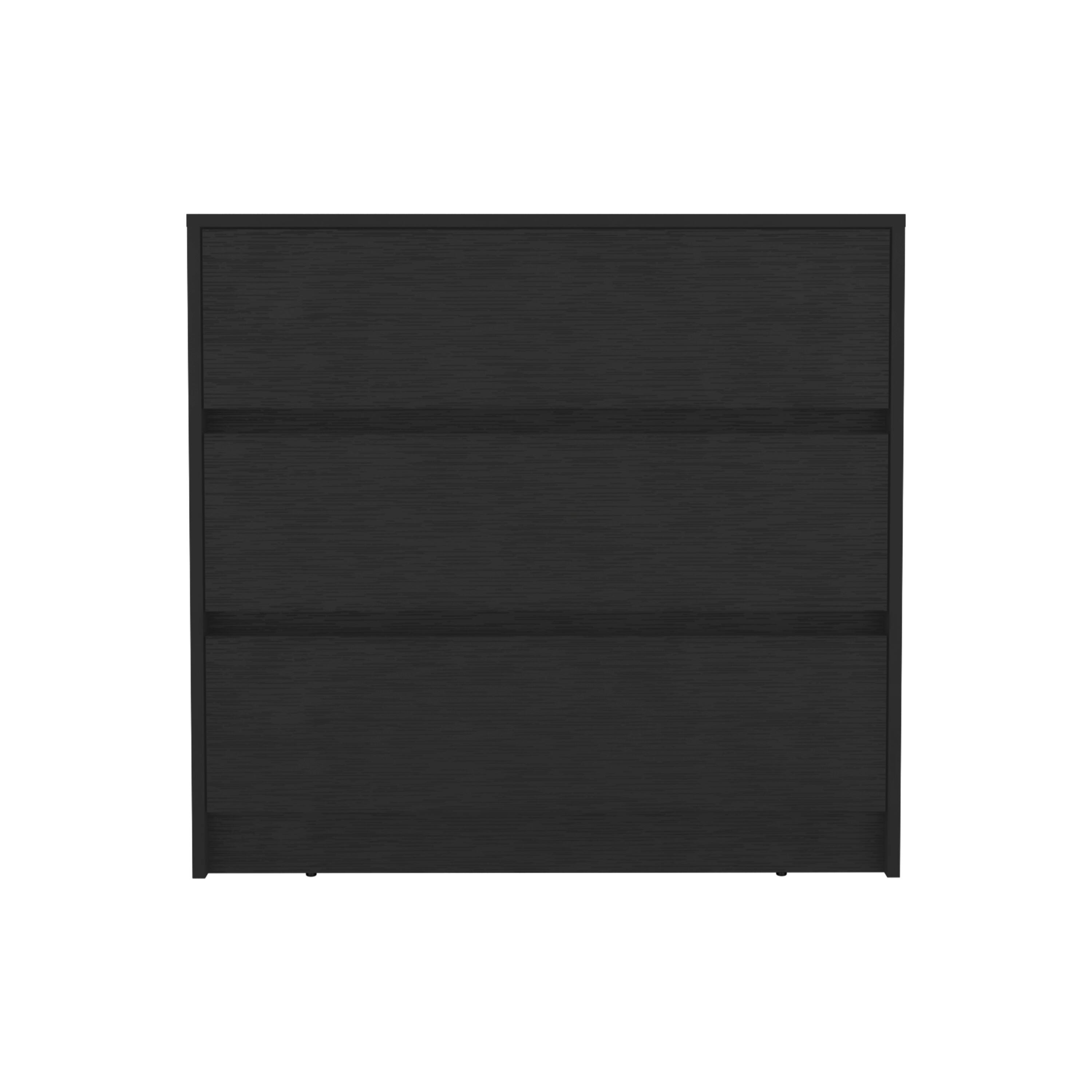 Front. TuHome - Austin Three Drawer Dresser, Pull Out Mechanism - Black.