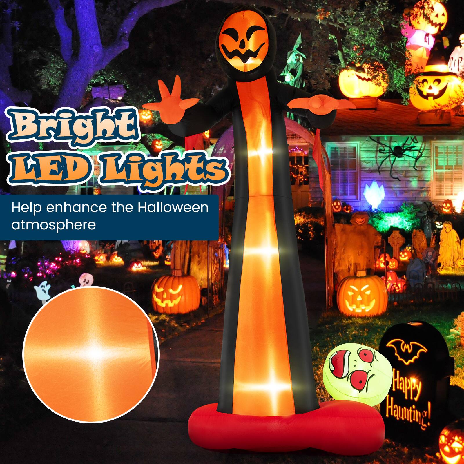 Bright LED Lights Help enhance the Halloween atmosphere. Happy Halloween!