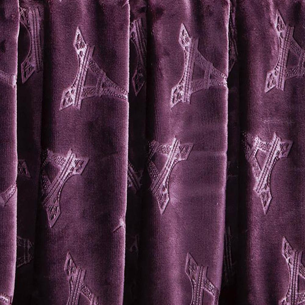 Alt View 3. Noble House - Eiffel Tower Premium Microplush Super Soft Embossed Pattern All Season 50" x 60" Throw Blanket, Plum - Plum.