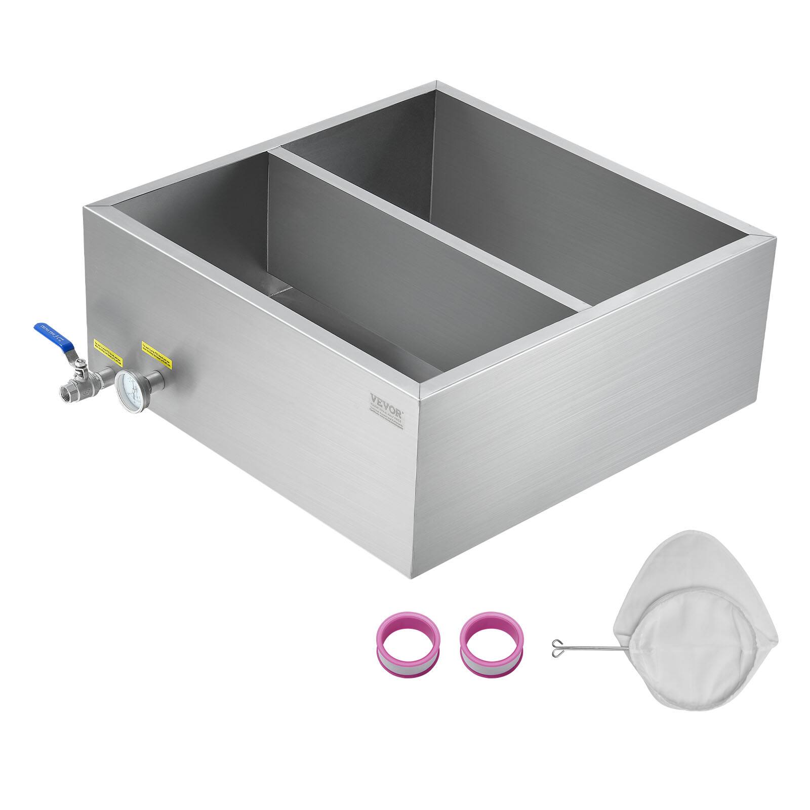 Alt View 5. VEVOR - Maple Syrup Evaporator Pan, 23.6 Gallon, 343 Cups of 8.8oz Maple Syrup, Flat Evaporator Pan with Thermometer - Silver.